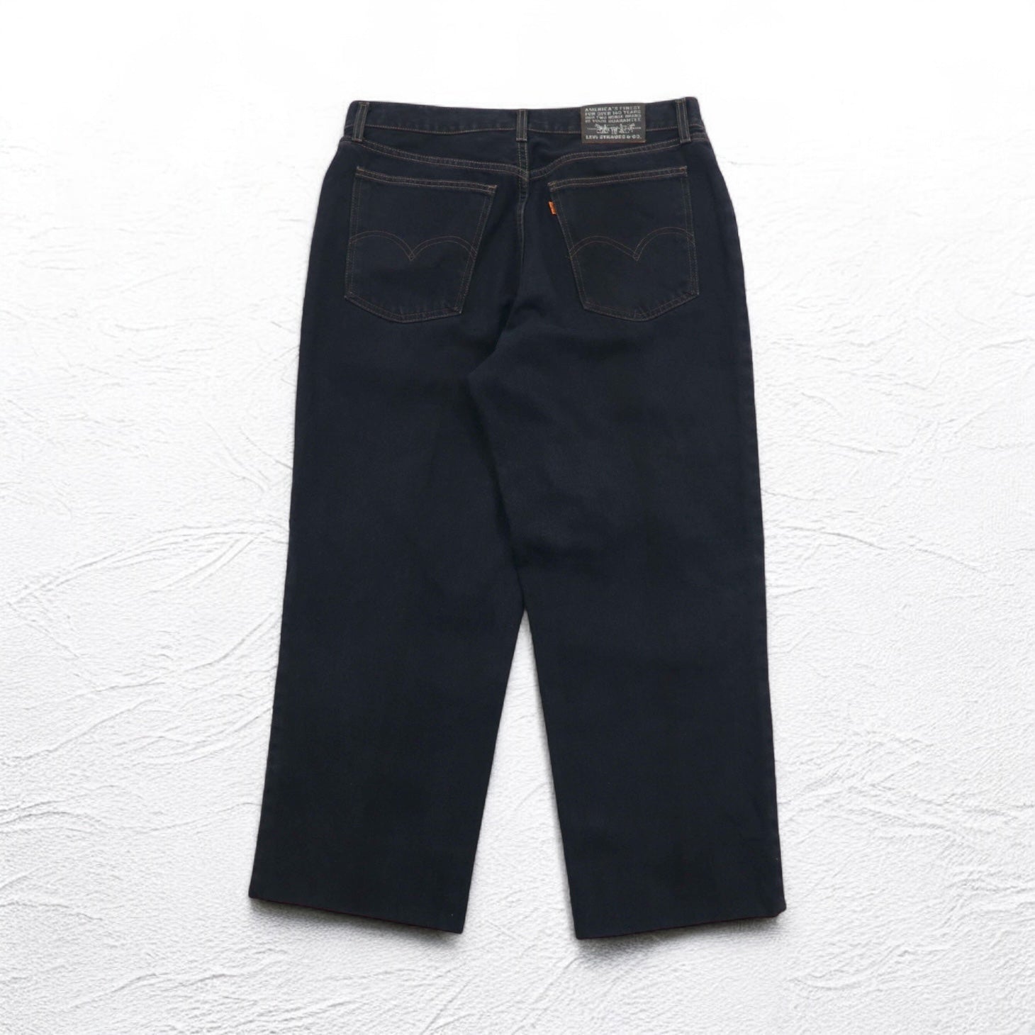 Levi's Made in Italy anni '90 Orange Tab 412 modello Euro Jeans taglia L neri bottone patta toppa in pelle
