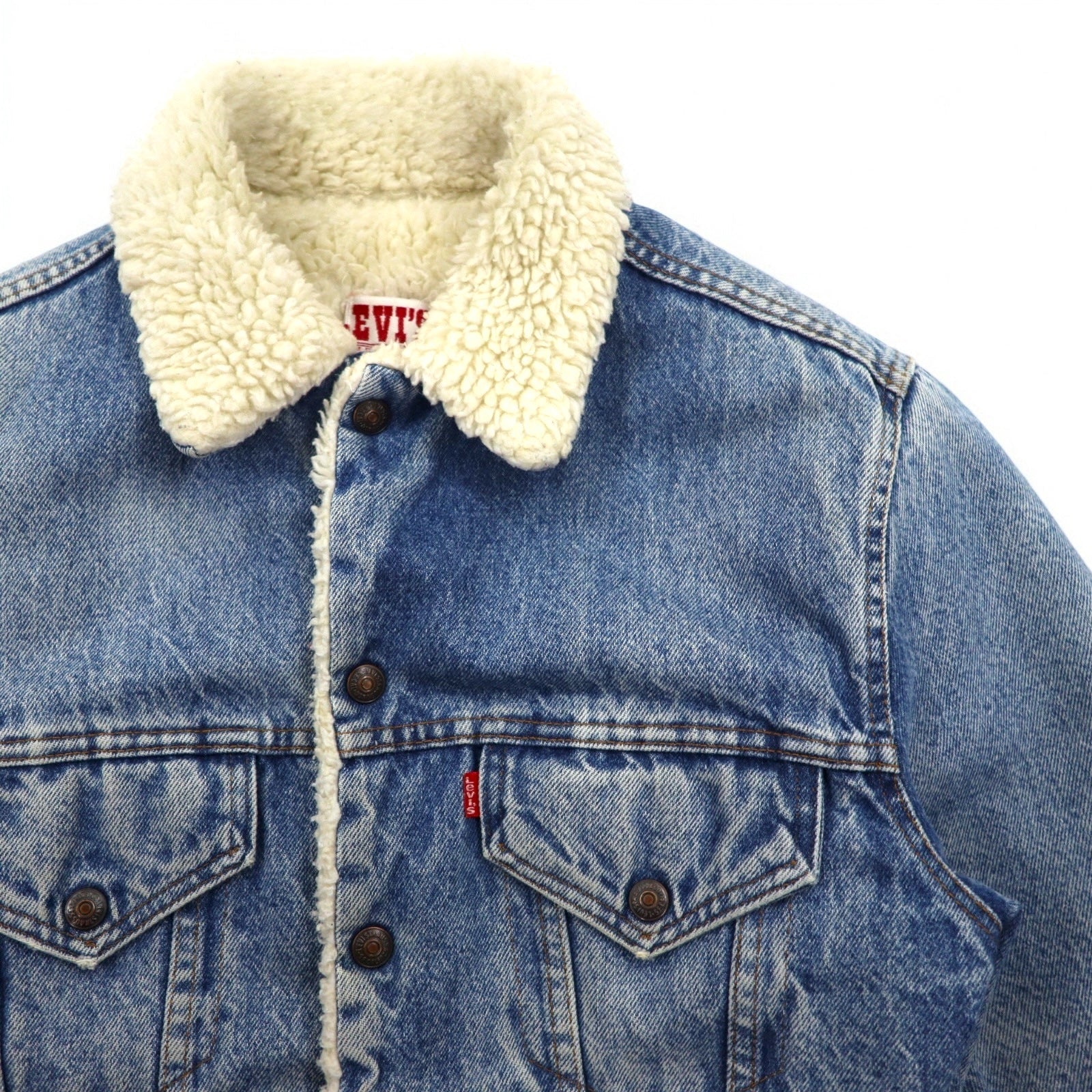 LEVI'S SAN FRANCISCO anni '80 USA Sherpa Trucker Giacca di Jeans con Fodera in Pile G Jean XS Blu Cotone 70608 0216