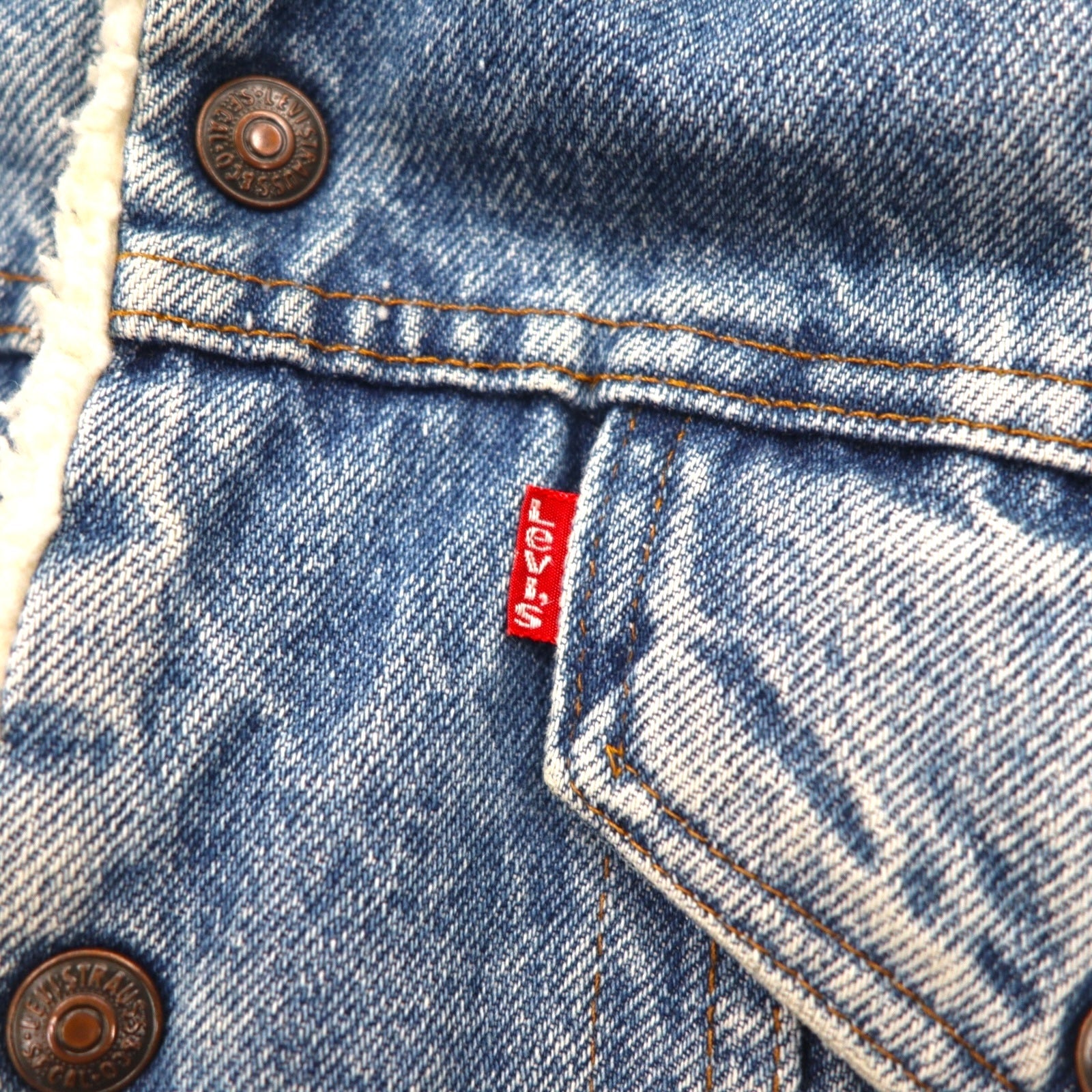 LEVI'S SAN FRANCISCO anni '80 USA Sherpa Trucker Giacca di Jeans con Fodera in Pile G Jean XS Blu Cotone 70608 0216