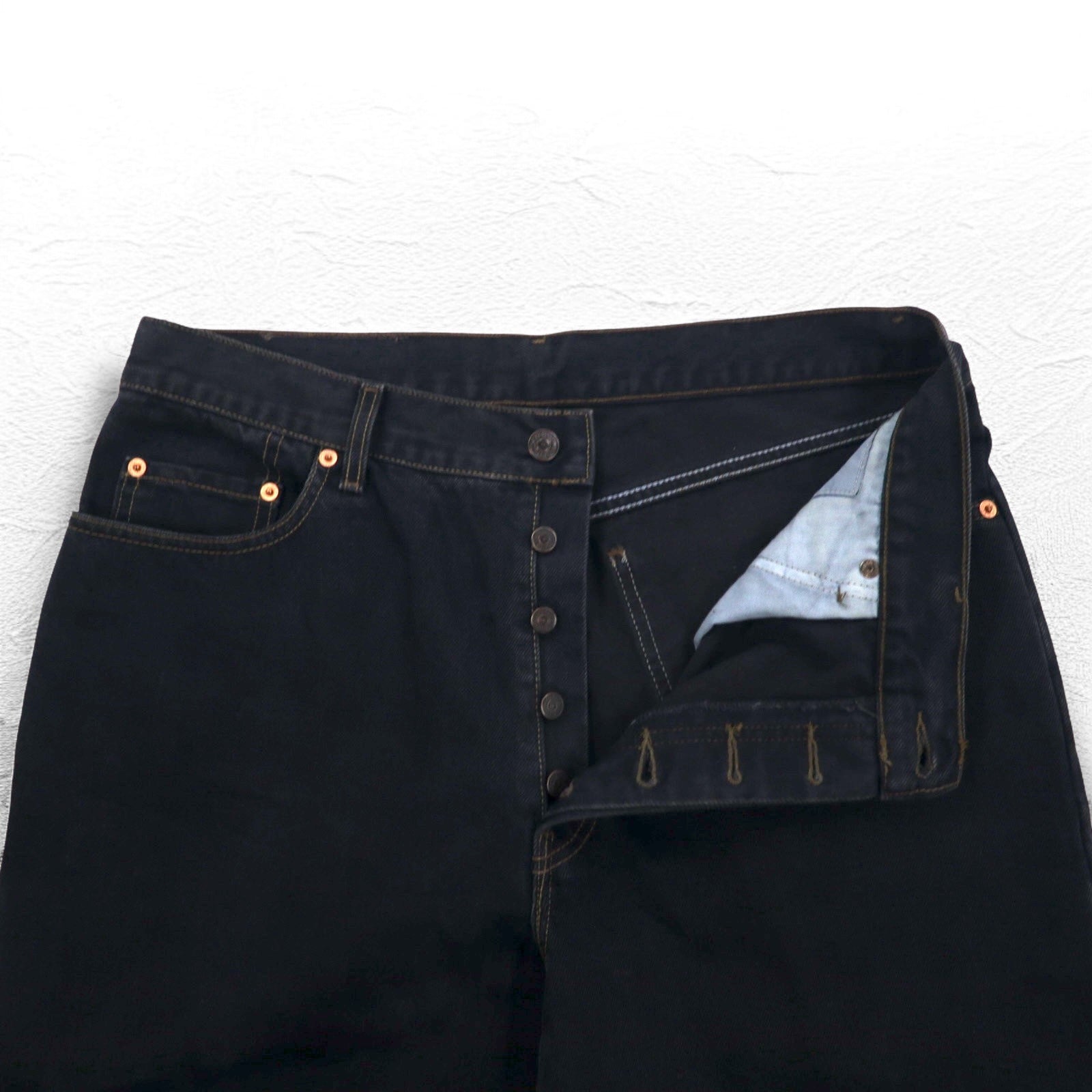Levi's Made in Italy anni '90 Orange Tab 412 modello Euro Jeans taglia L neri bottone patta toppa in pelle