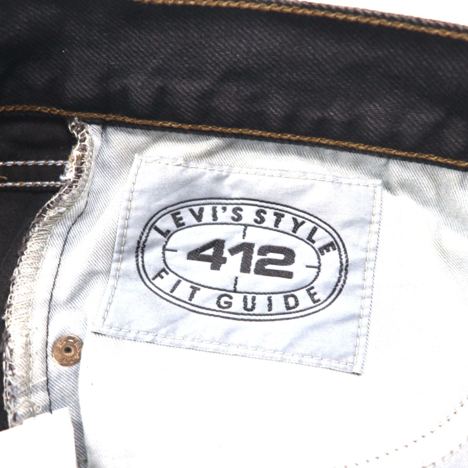 Levi's Made in Italy anni '90 Orange Tab 412 modello Euro Jeans taglia L neri bottone patta toppa in pelle