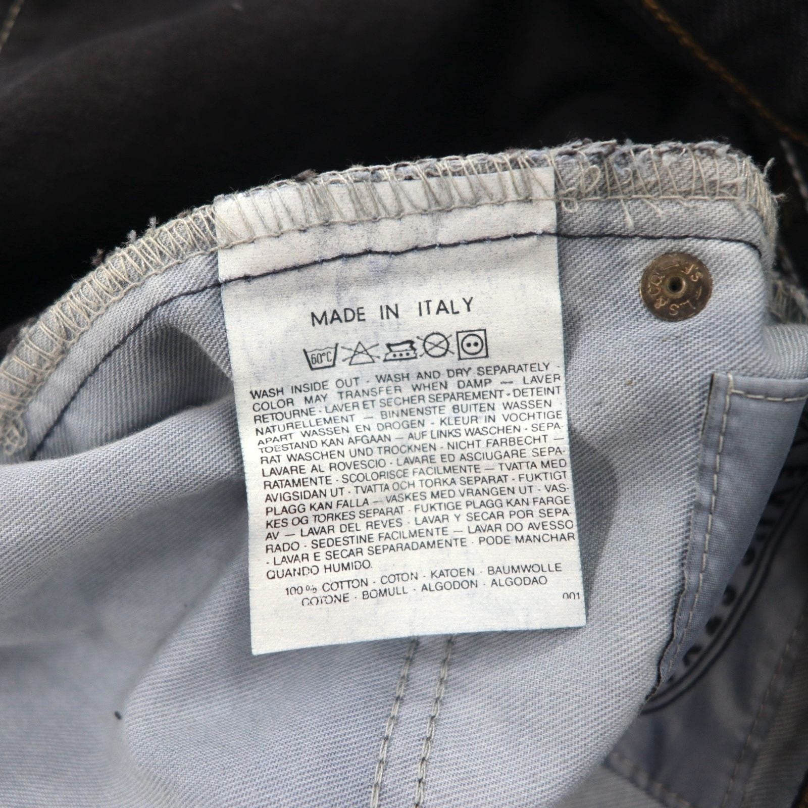Levi's Made in Italy anni '90 Orange Tab 412 modello Euro Jeans taglia L neri bottone patta toppa in pelle