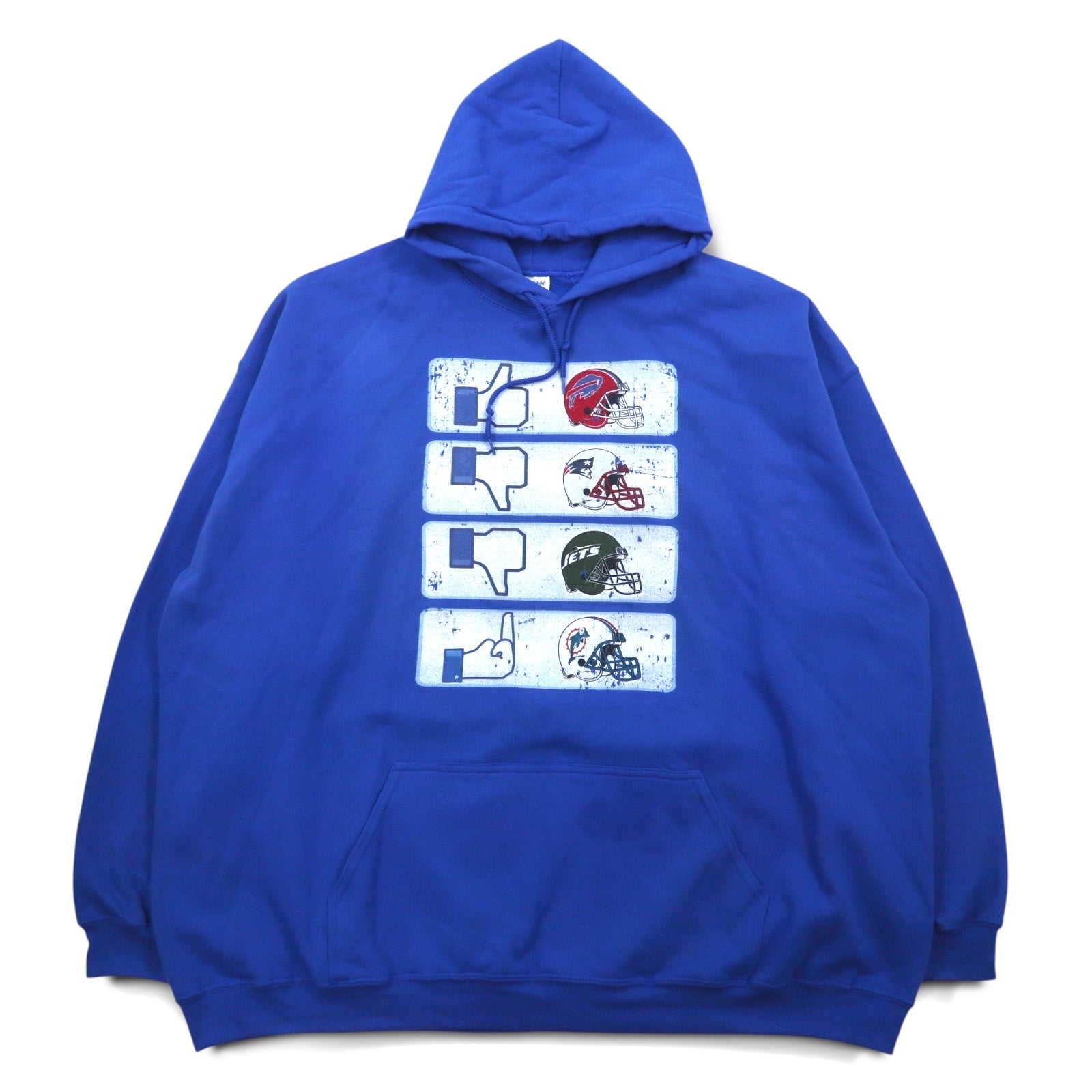 Felpa con cappuccio NFL, pullover, 5XL, blu, interno felpato, Buffalo Bills, taglia grande, GILDAN, tasca frontale