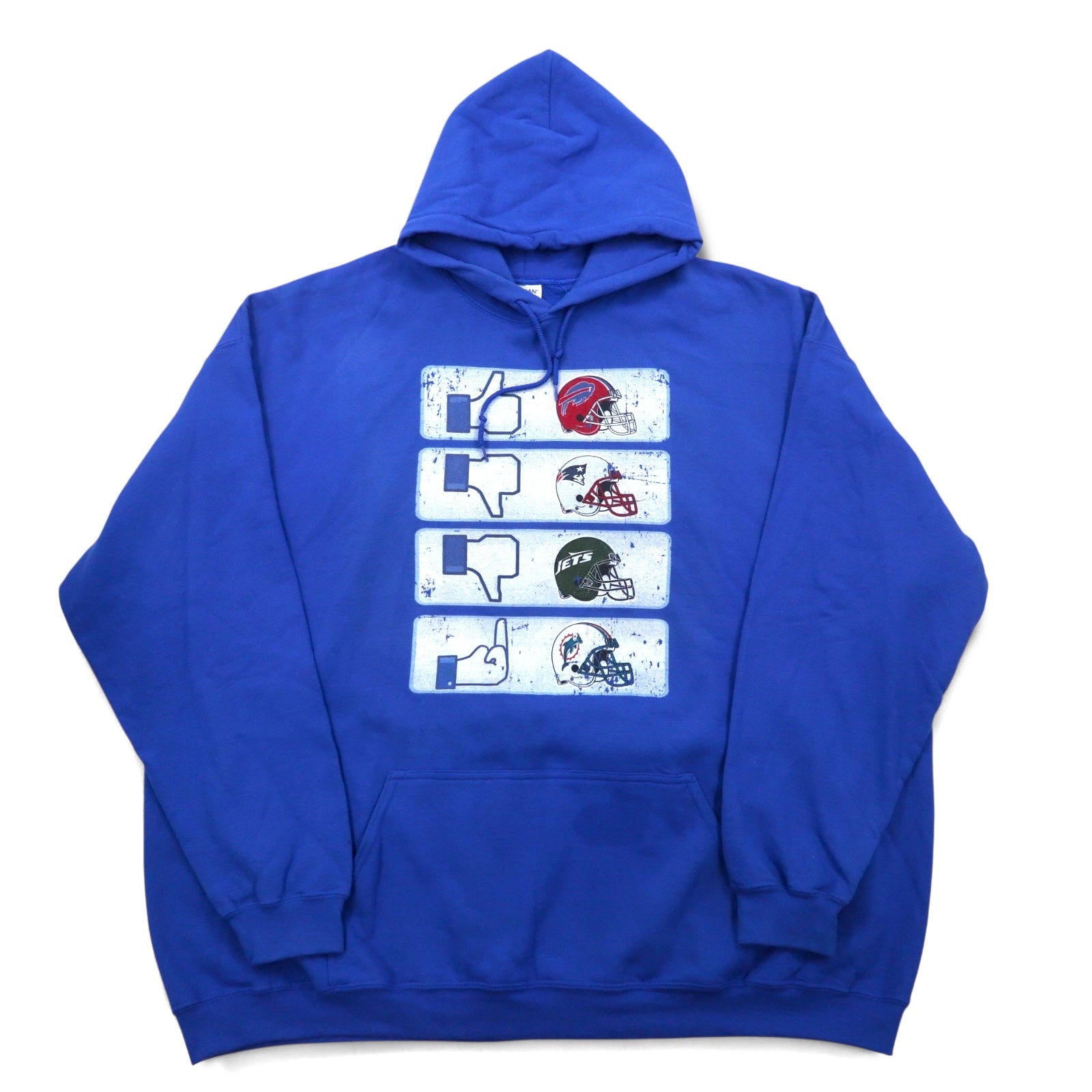 Felpa con cappuccio NFL, pullover, 5XL, blu, interno felpato, Buffalo Bills, taglia grande, GILDAN, tasca frontale