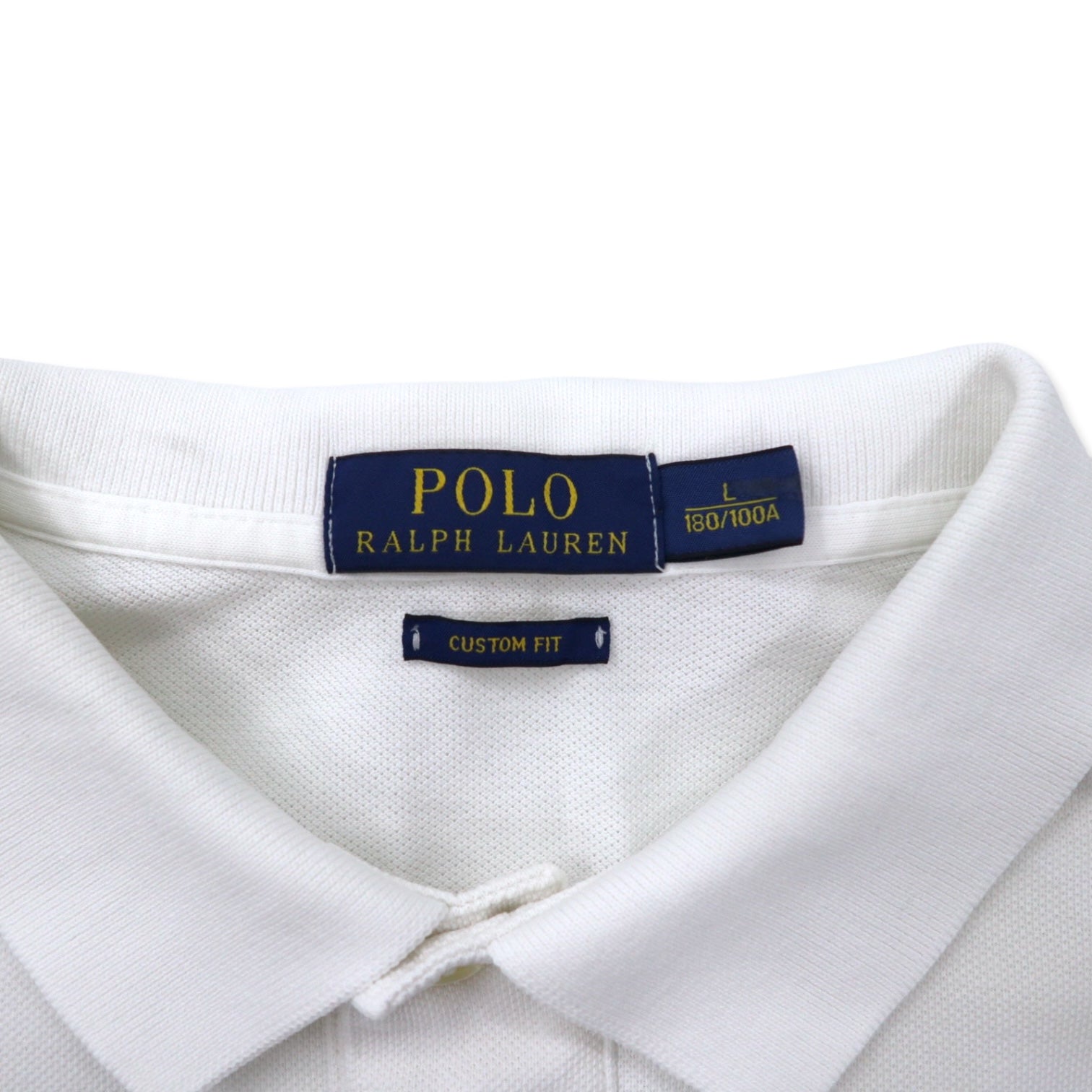 POLO RALPH LAUREN Polo L Bianco Cotone Piquet CUSTOM FIT Ricamo Small Pony