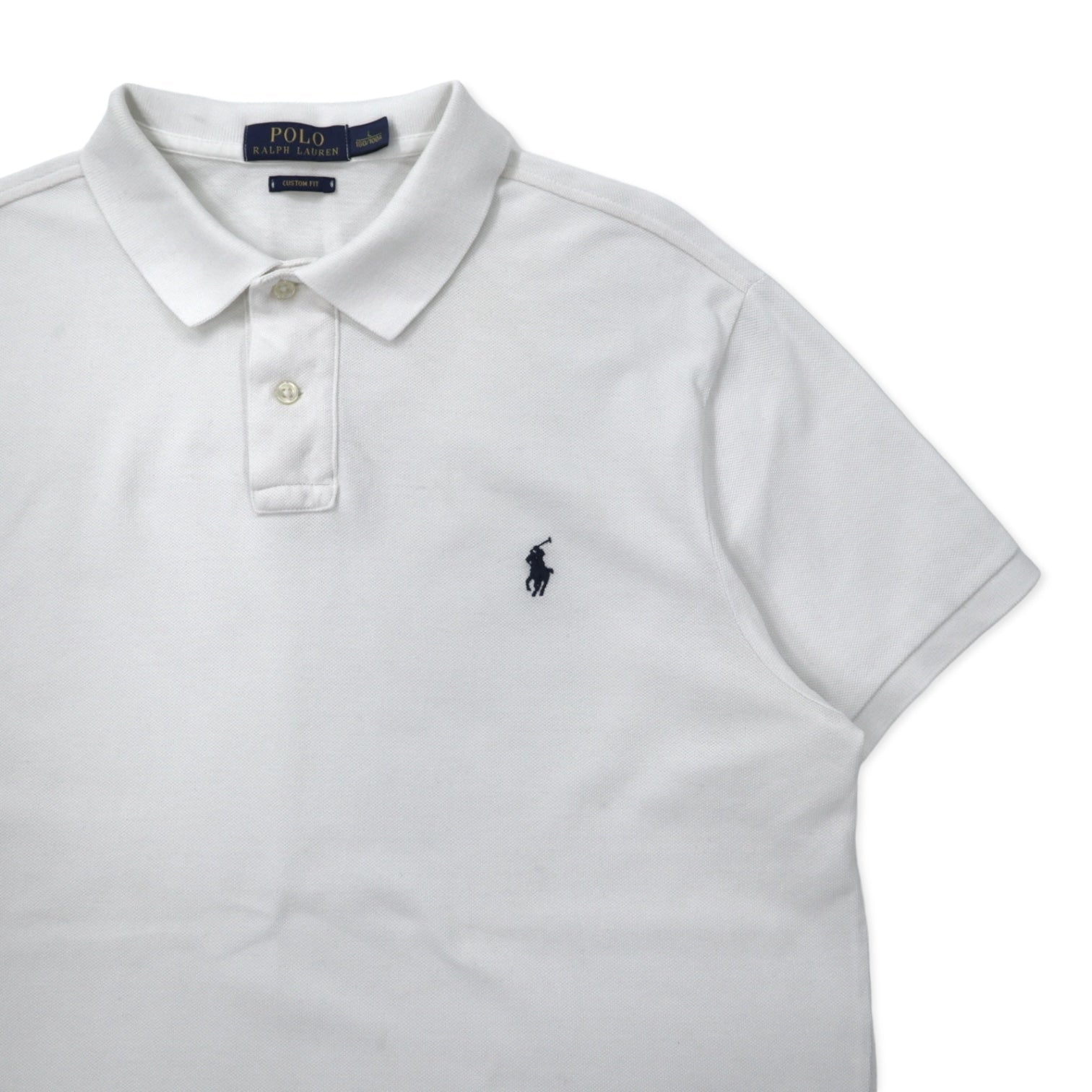 POLO RALPH LAUREN Polo L Bianco Cotone Piquet CUSTOM FIT Ricamo Small Pony