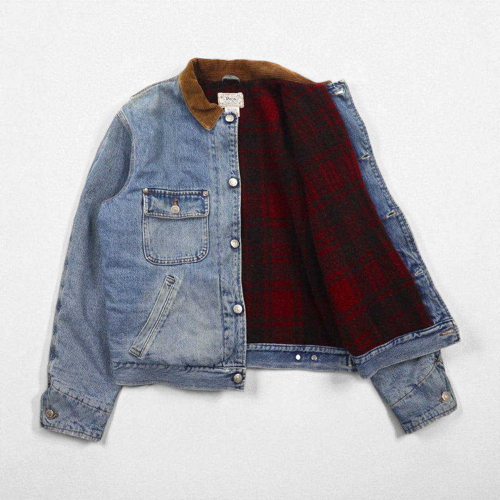 Polo Ralph Lauren 80年代 USA製 デニムジャケット Gジャン XL インディゴ 襟コーデュロイ 白タグ