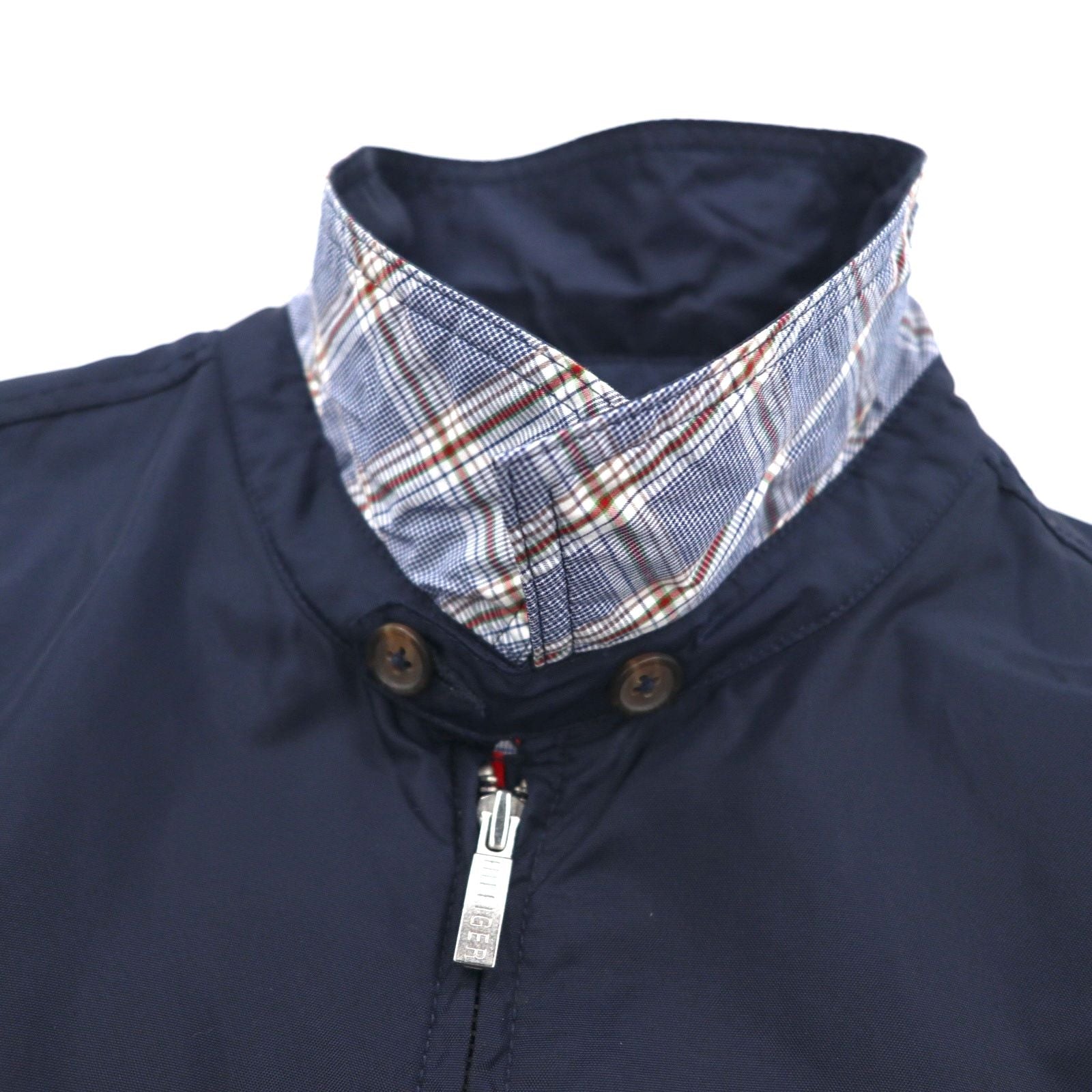 TOMMY HILFIGER Giacca Harrington con top swing, taglia XL, blu navy, nylon, fodera a quadri, logo ricamato