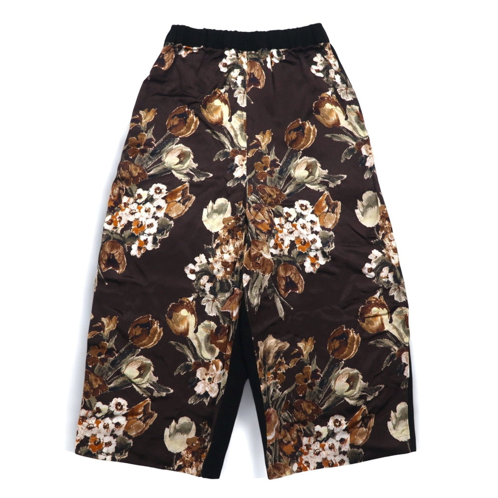JUNYA WATANABE COMME des GARCONS Pantaloni ampi easy fit con inserti XS Nero Ryon Lana Fantasia floreale JD-P011 Made in Japan
