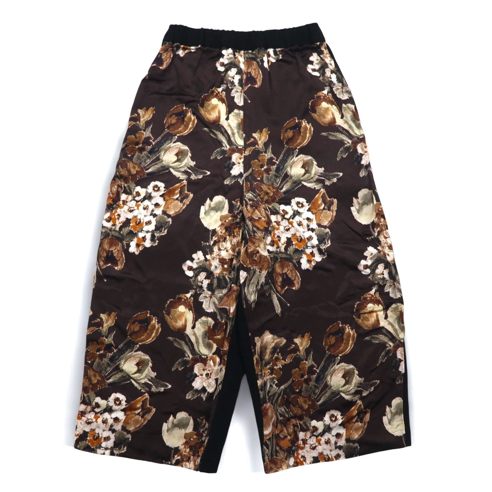 JUNYA WATANABE COMME des GARCONS Pantaloni ampi easy fit con inserti XS Nero Ryon Lana Fantasia floreale JD-P011 Made in Japan