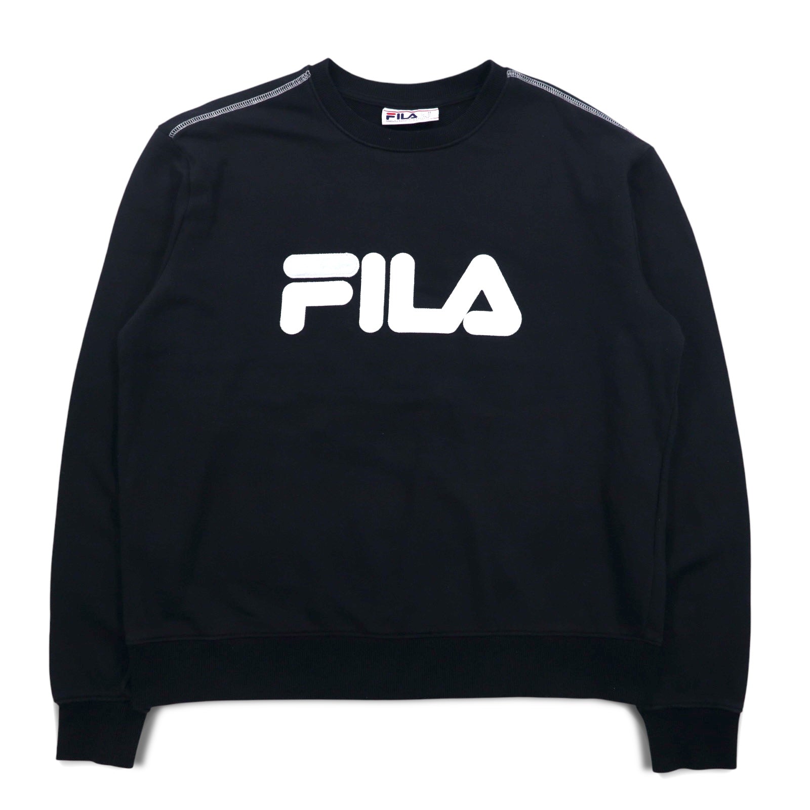 FILA Felpa girocollo XL Nera Cotone Stampa logo classica