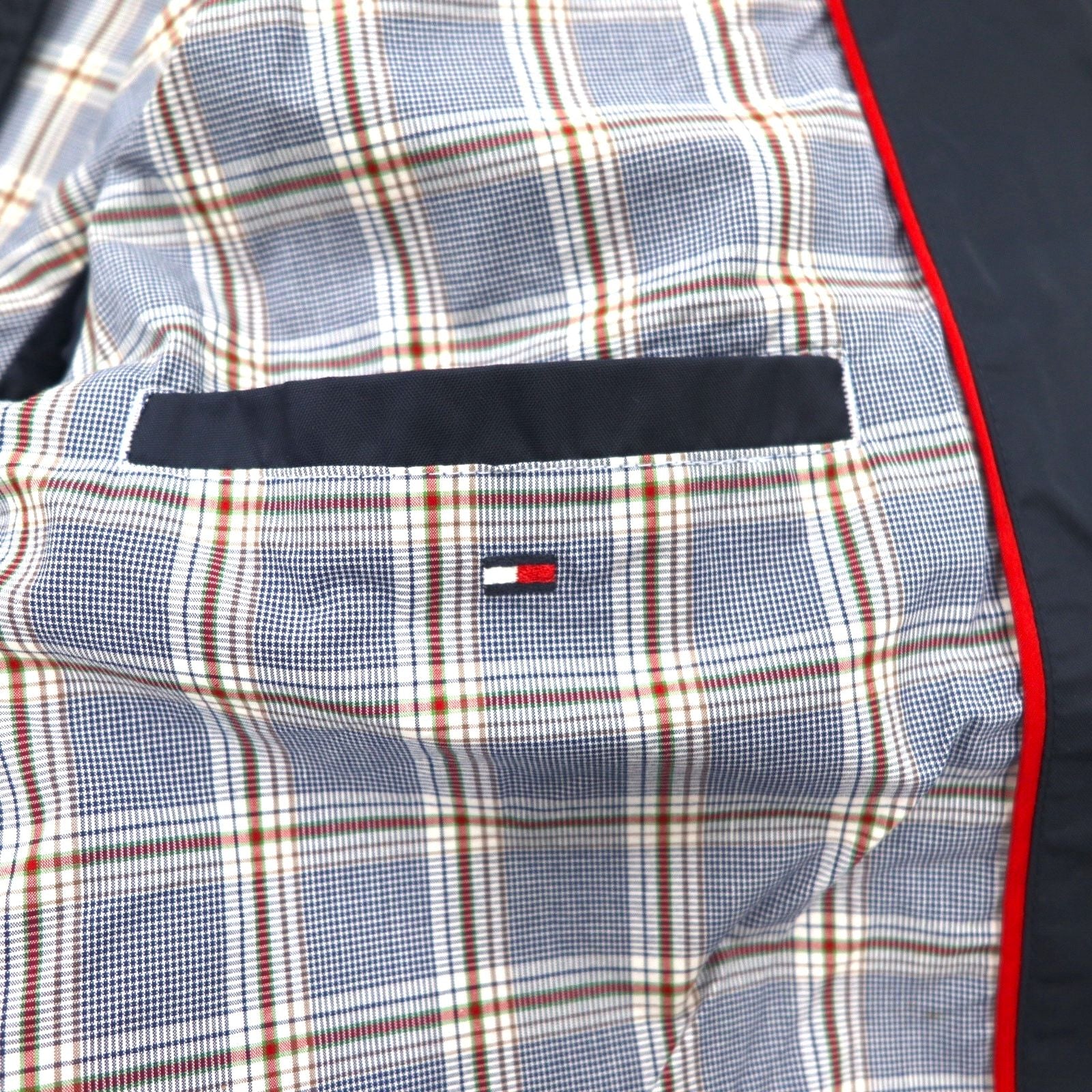 TOMMY HILFIGER Giacca Harrington con top swing, taglia XL, blu navy, nylon, fodera a quadri, logo ricamato