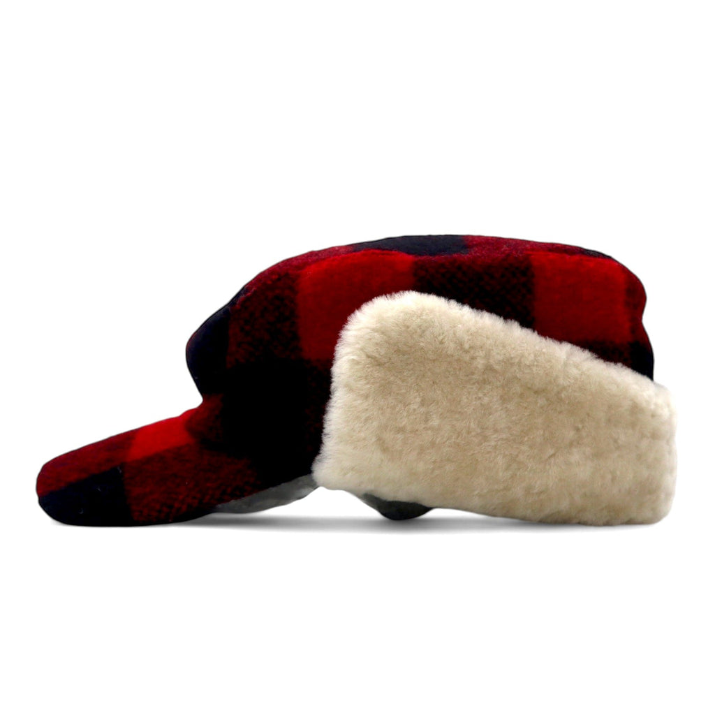 Paraorecchie BEAVER CANOE made in Canada, berretto da lavoro, L, rosso, nero, motivo a quadri di bufalo, lana