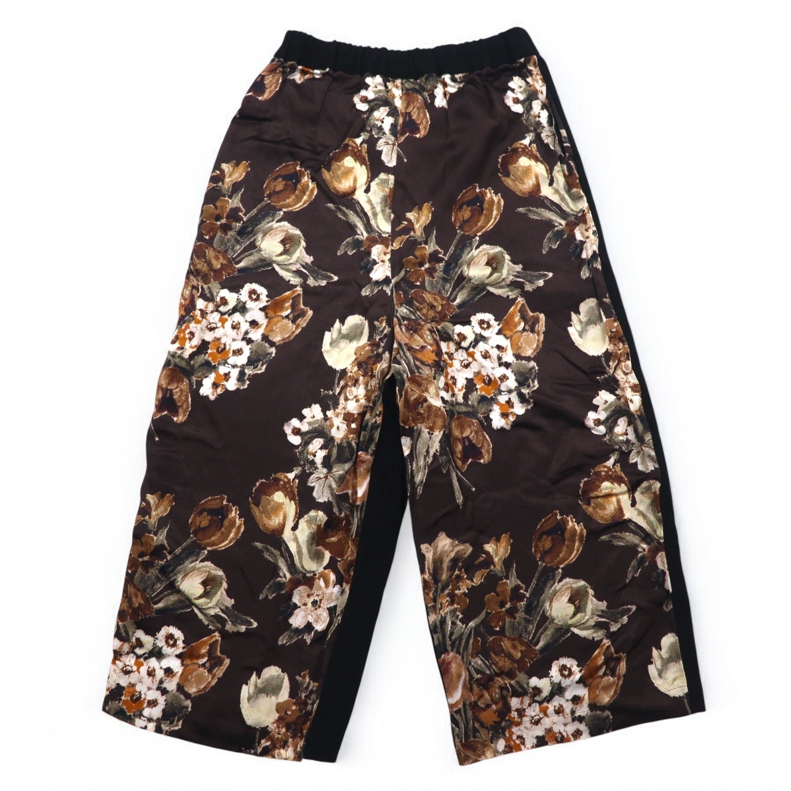 JUNYA WATANABE COMME des GARCONS Pantaloni ampi easy fit con inserti XS Nero Ryon Lana Fantasia floreale JD-P011 Made in Japan