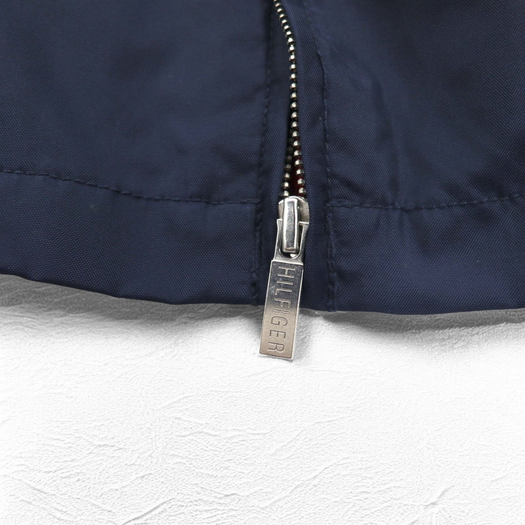 TOMMY HILFIGER Giacca Harrington con top swing, taglia XL, blu navy, nylon, fodera a quadri, logo ricamato