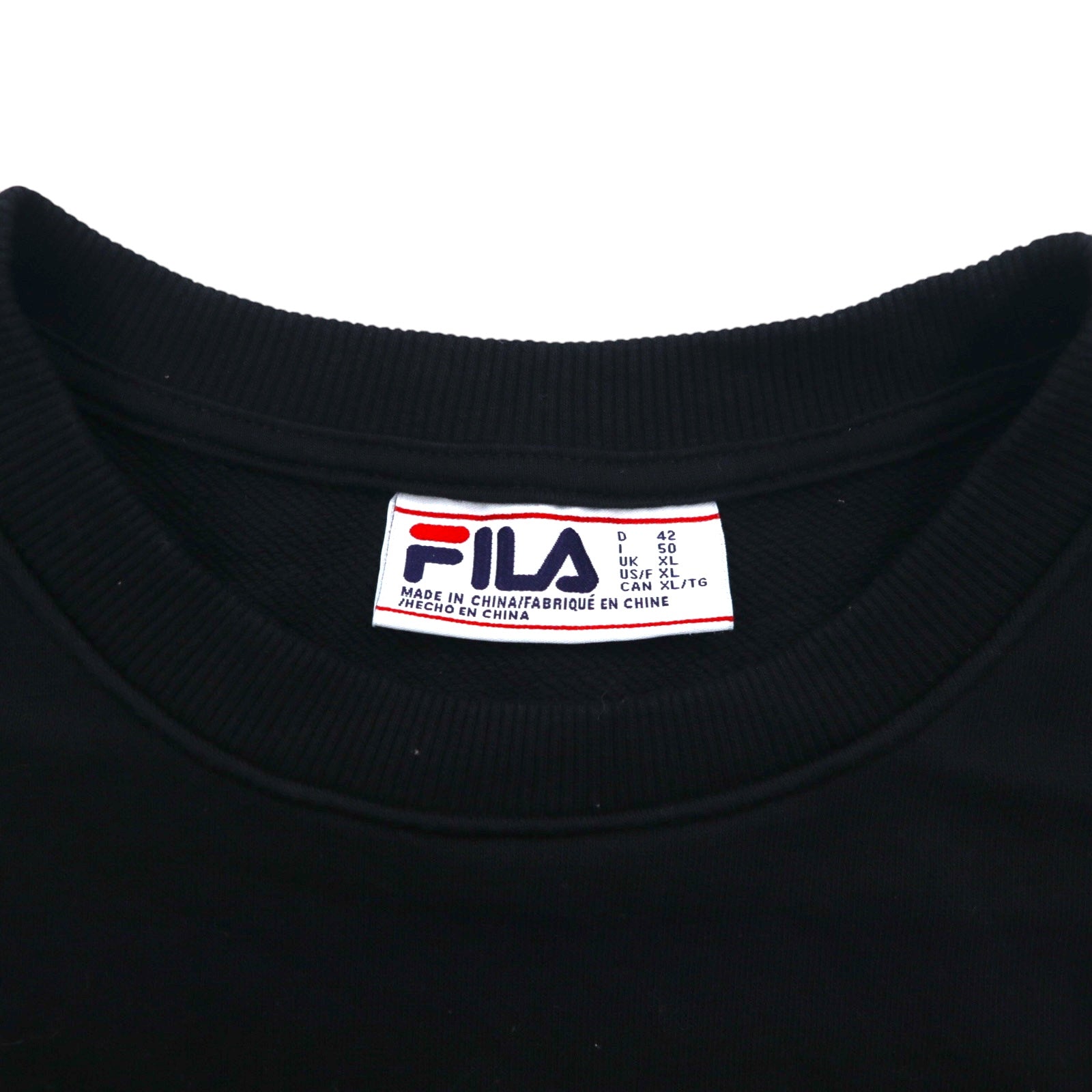 FILA Felpa girocollo XL Nera Cotone Stampa logo classica