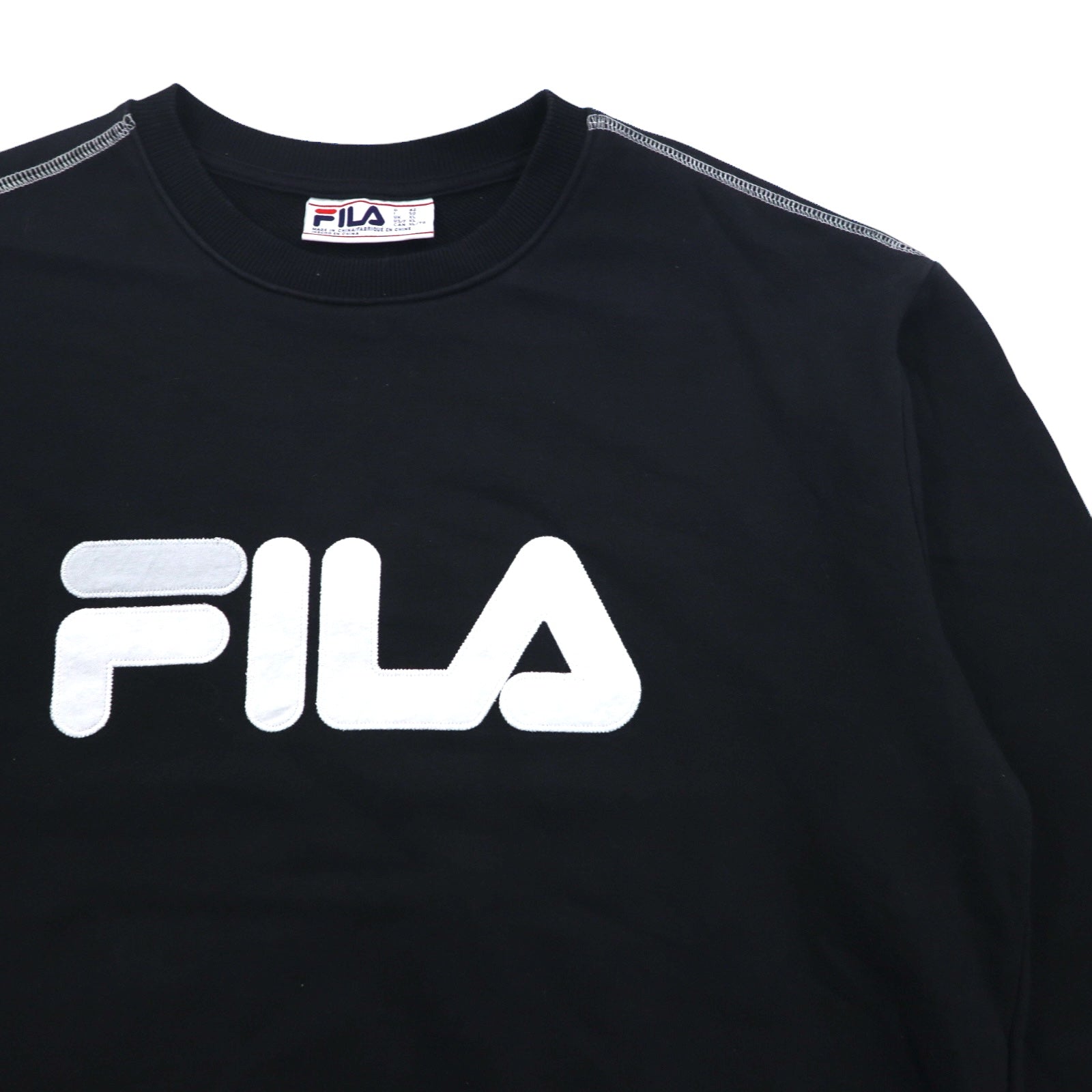 FILA Felpa girocollo XL Nera Cotone Stampa logo classica