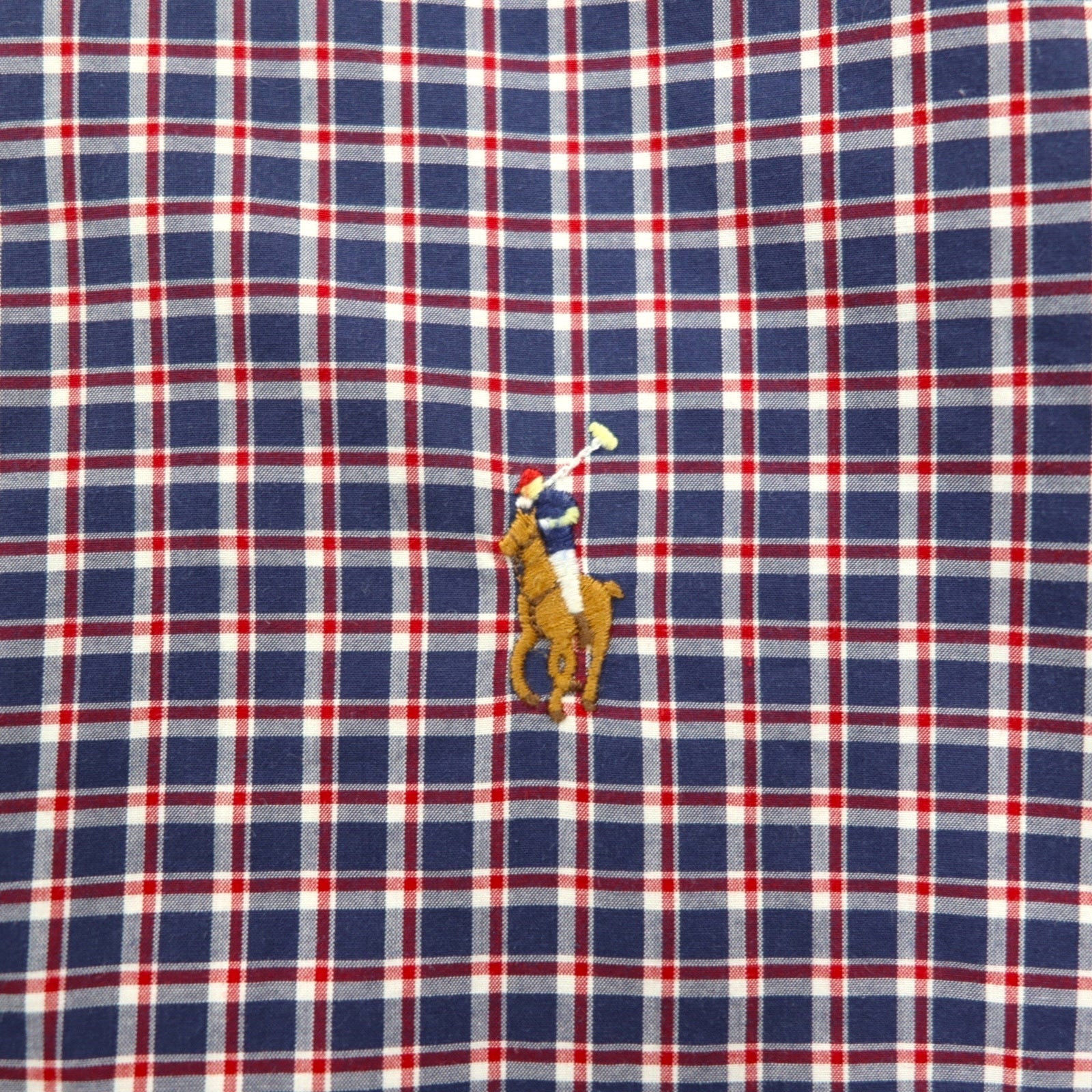 Ralph Lauren ボタンダウン シャツ XL ネイビー チェック SLIM FIT スモールポニー刺繡