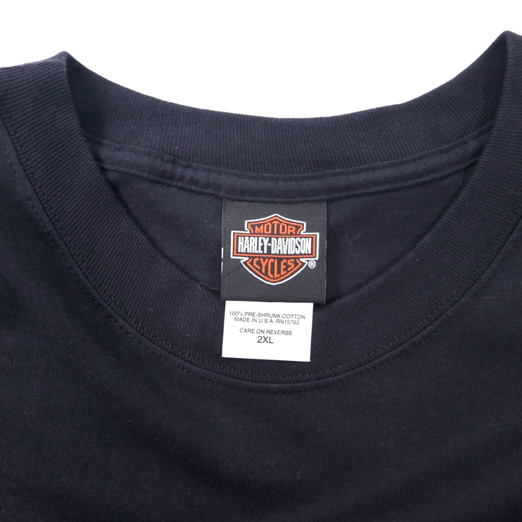 HARLEY DAVIDSON T-shirt con stampa logo, Made in USA, 2XL, nera, cotone, Arkansas, stampa fronte/retro, Hanes BEEFY-T, taglia grande