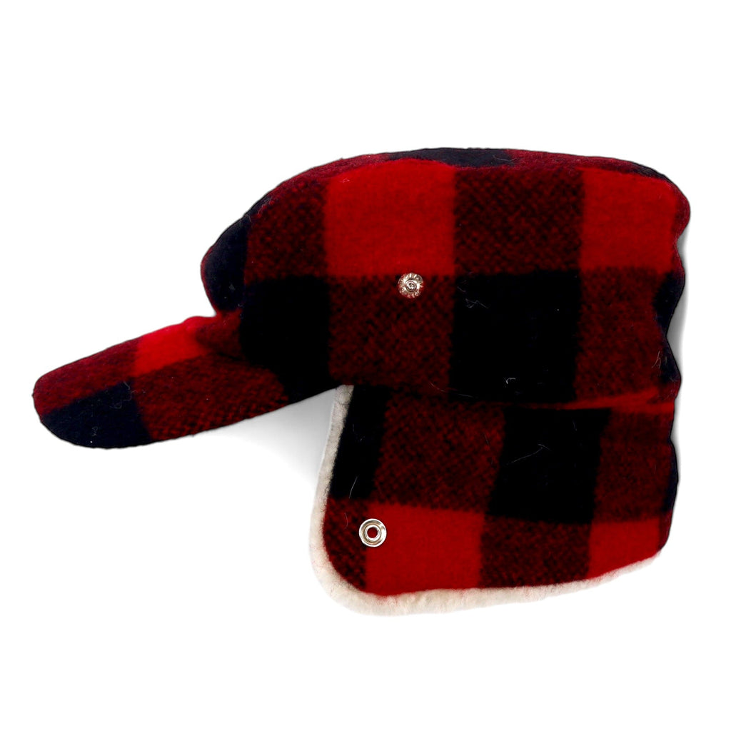 Paraorecchie BEAVER CANOE made in Canada, berretto da lavoro, L, rosso, nero, motivo a quadri di bufalo, lana