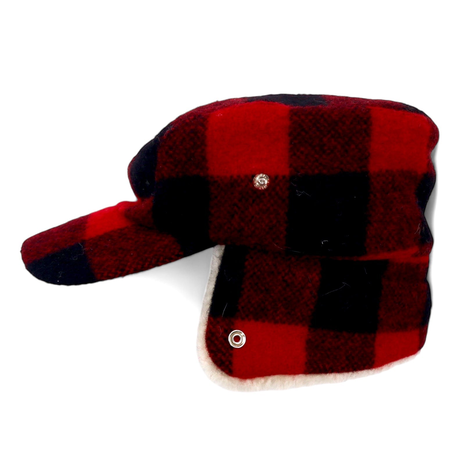 Paraorecchie BEAVER CANOE made in Canada, berretto da lavoro, L, rosso, nero, motivo a quadri di bufalo, lana