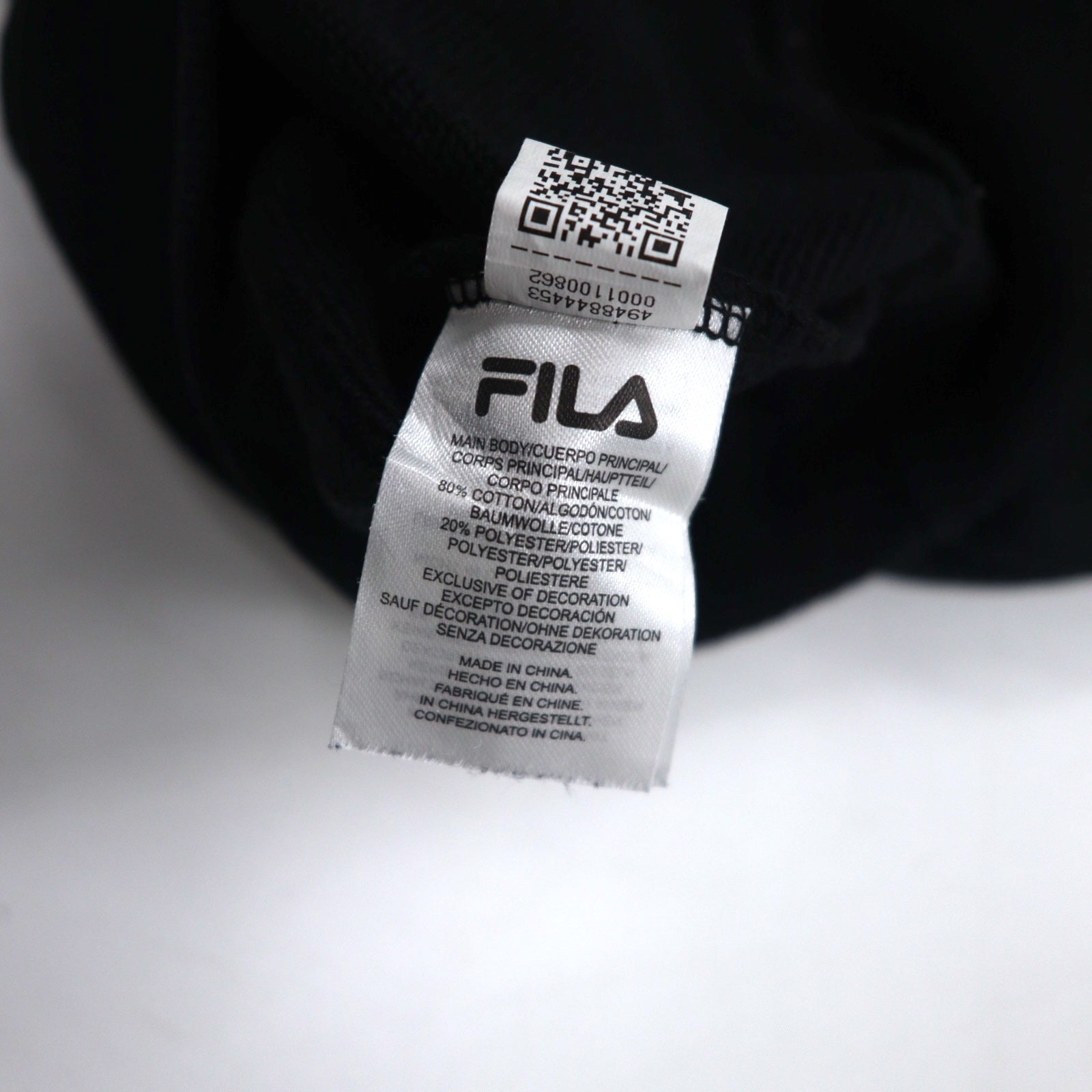 FILA Felpa girocollo XL Nera Cotone Stampa logo classica