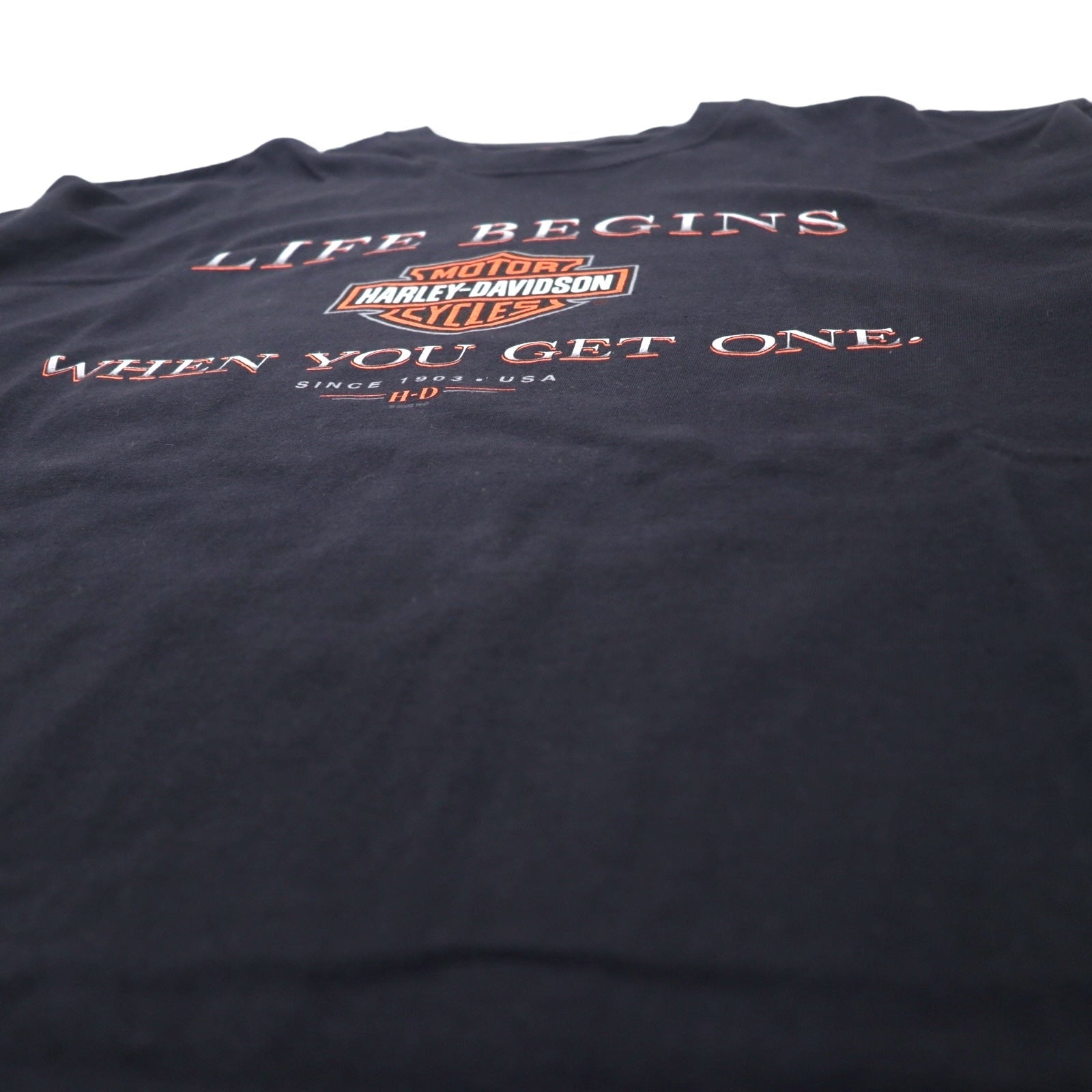 HARLEY DAVIDSON T-shirt con stampa logo, Made in USA, 2XL, nera, cotone, Arkansas, stampa fronte/retro, Hanes BEEFY-T, taglia grande