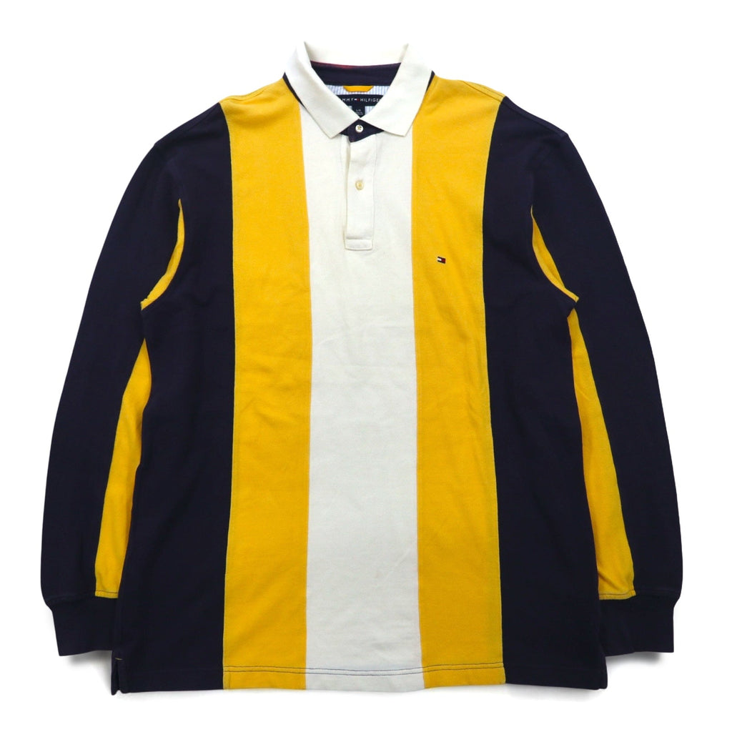 TOMMY HILFIGER Polo rugby taglia L, giallo navy a righe, cotone