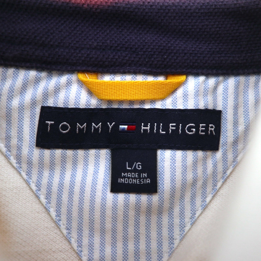 TOMMY HILFIGER Polo rugby taglia L, giallo navy a righe, cotone