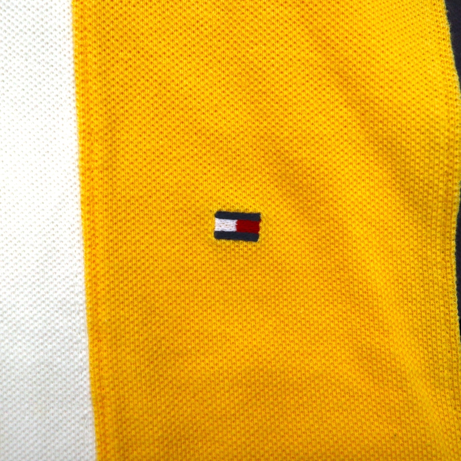 TOMMY HILFIGER Polo rugby taglia L, giallo navy a righe, cotone