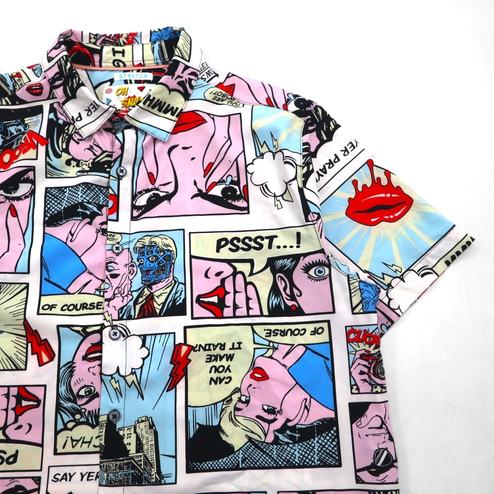 OH SNAP BY DRILL CLOTHING Co. T-shirt a maniche corte L multicolore all-over pop art elasticizzato stile fumetto americano