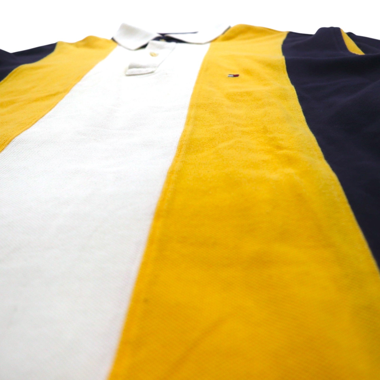 TOMMY HILFIGER Polo rugby taglia L, giallo navy a righe, cotone