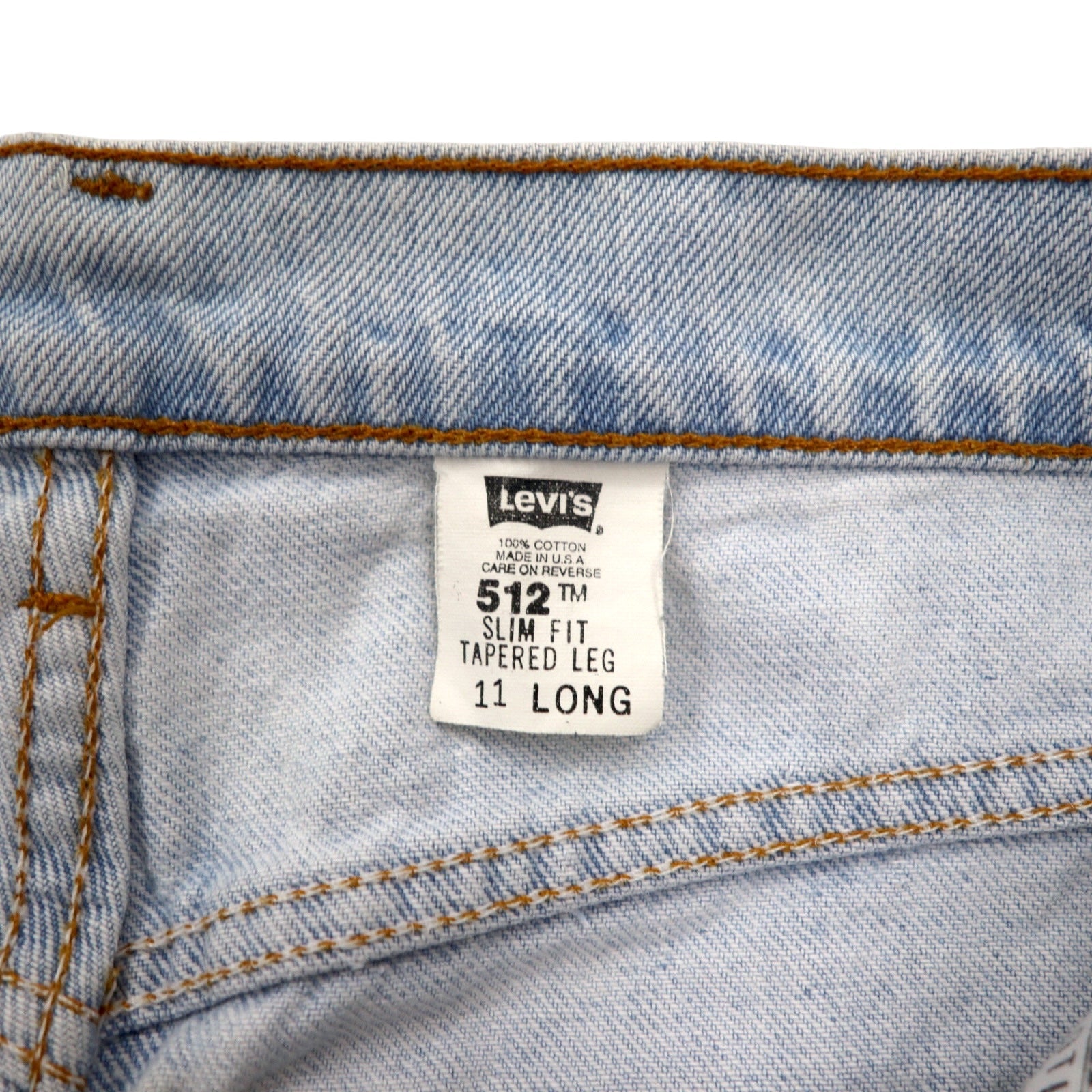Levi's USA 90s 512 Slim Fit Tapered Jeans L Blu Ice Wash Cotone Cerniera 10512-0233