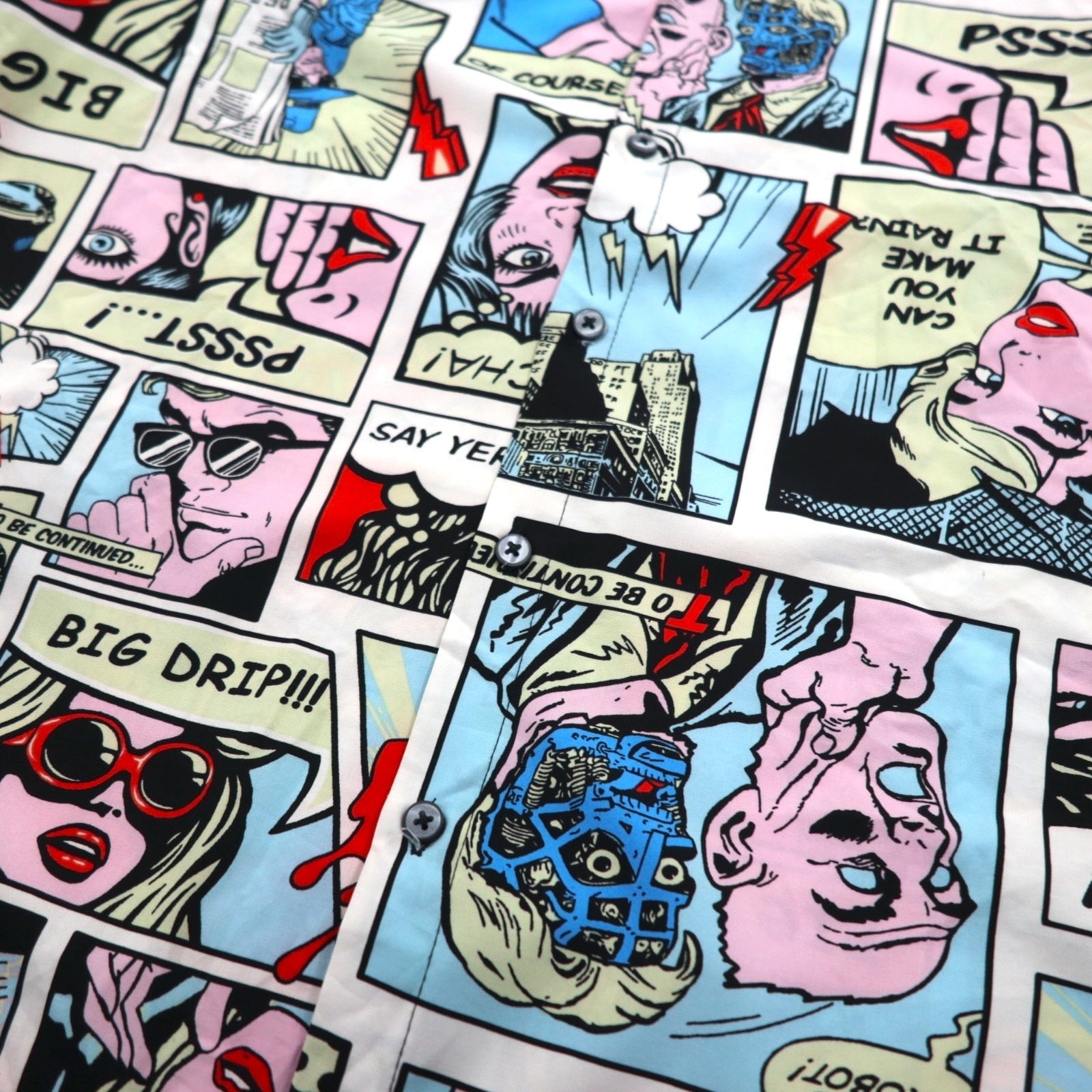 OH SNAP BY DRILL CLOTHING Co. T-shirt a maniche corte L multicolore all-over pop art elasticizzato stile fumetto americano