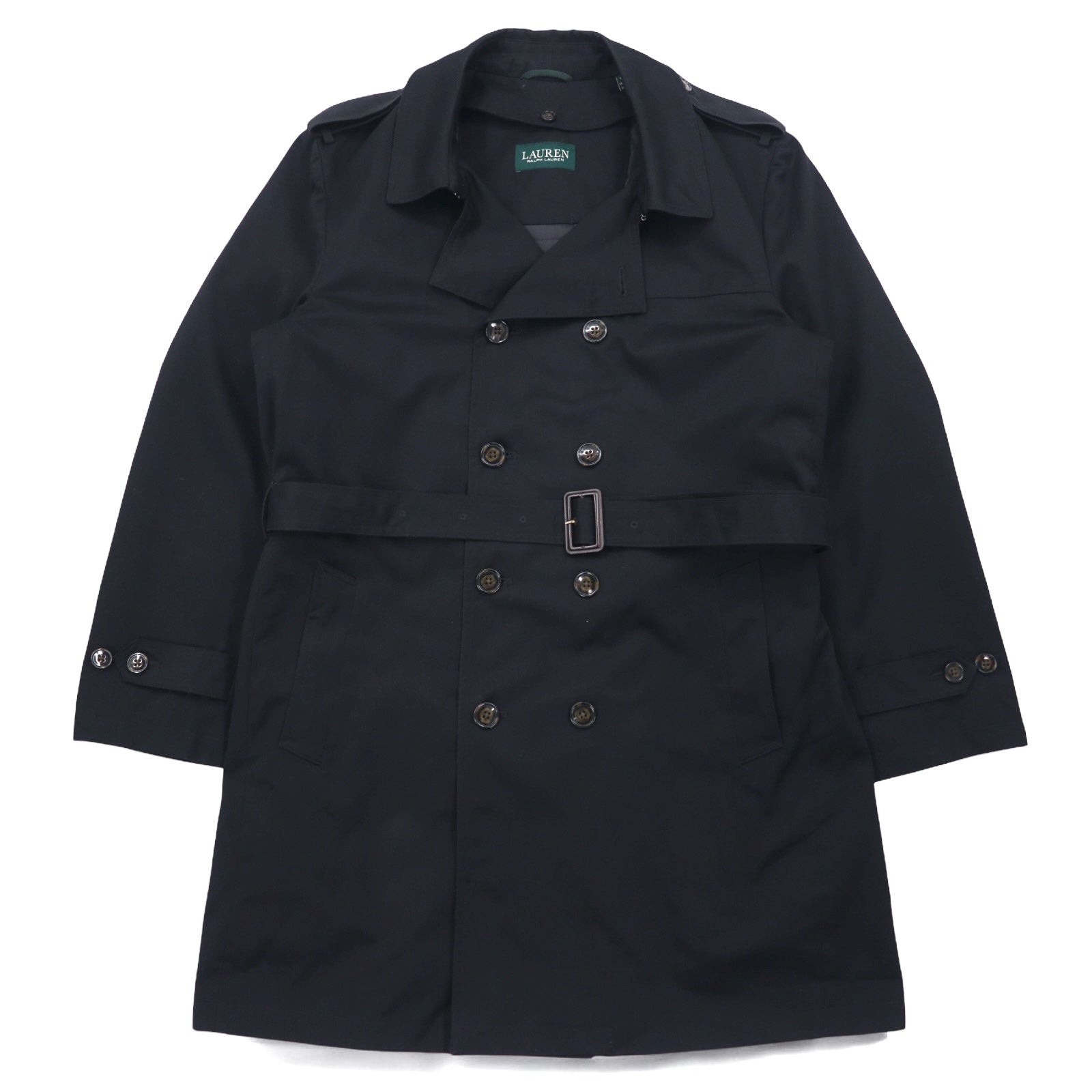 LAUREN RALPH LAUREN Trench XL Nero Fodera trapuntata removibile Con cintura Idrorepellente