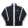 Reebok Giacca in nylon anni '90, giacca da pista, tuta sportiva, L, nero, grigio, logo ricamato