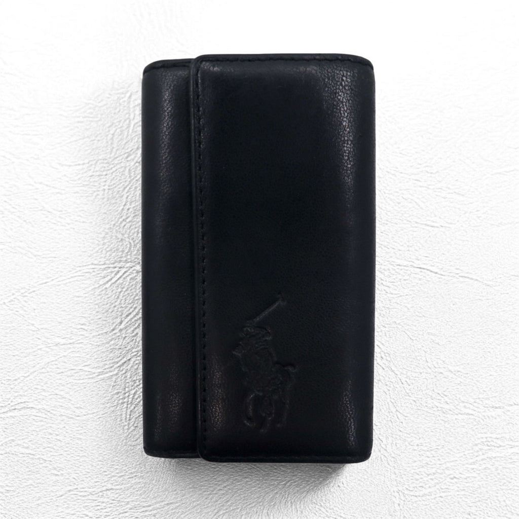 POLO RALPH LAUREN Portachiavi a 5 ganci in pelle nera Big Pony