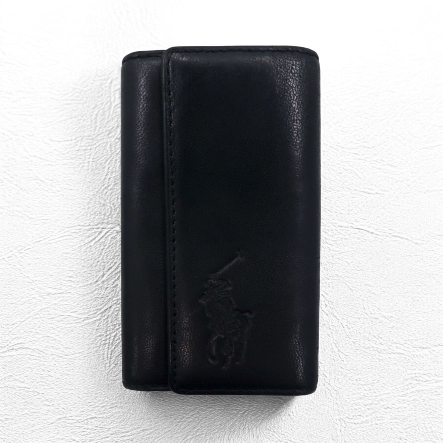 POLO RALPH LAUREN Portachiavi a 5 ganci in pelle nera Big Pony