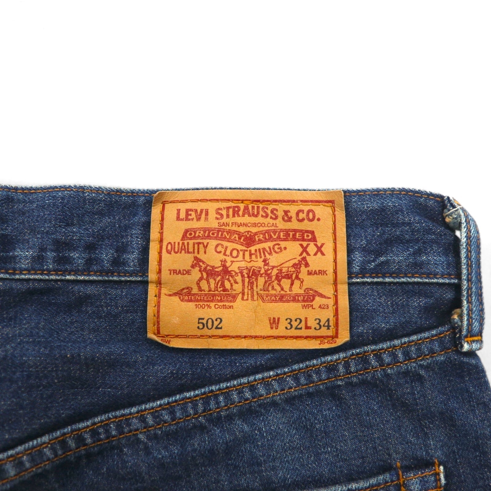Levi's anni '90, Made in Japan, riedizione 502-XX, Big E, cimosa rossa, denim, taglia M, colore indaco, cerniera TALON, "v" uniforme, USED LOOK