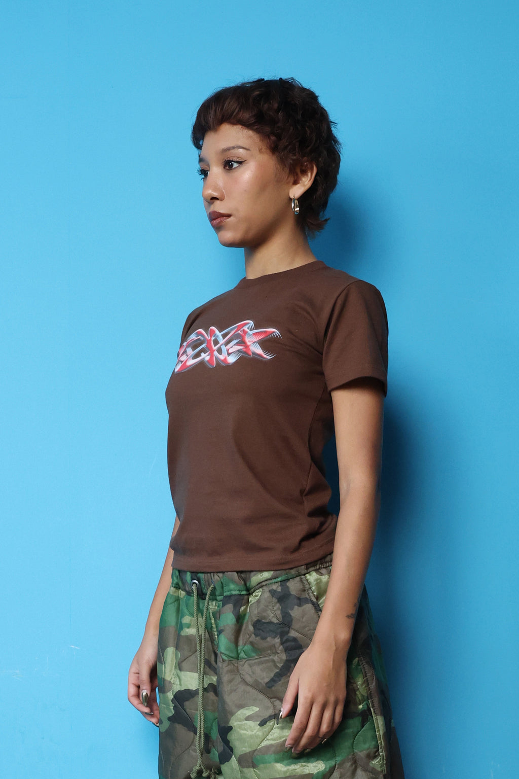 T-SHIRT TRIPLO 036 DA DONNA (MARRONE)