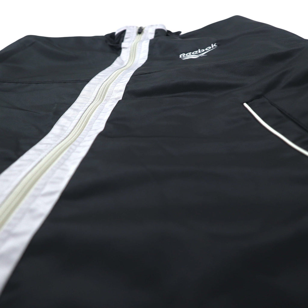 Reebok Giacca in nylon anni '90, giacca da pista, tuta sportiva, L, nero, grigio, logo ricamato