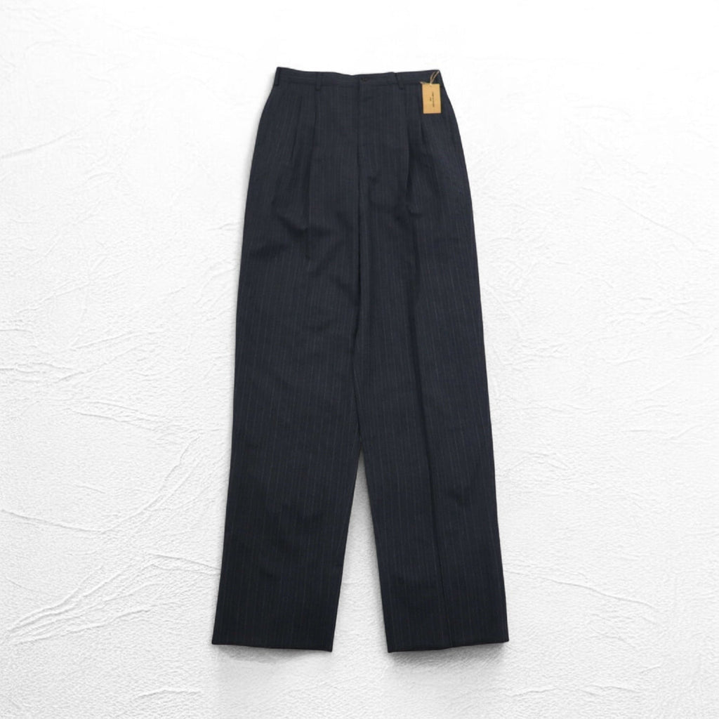 COMME des GARCONS Pantaloni a pieghe anni '80 L Grigio a righe HP-1103L Made in Japan Nuovo con etichette