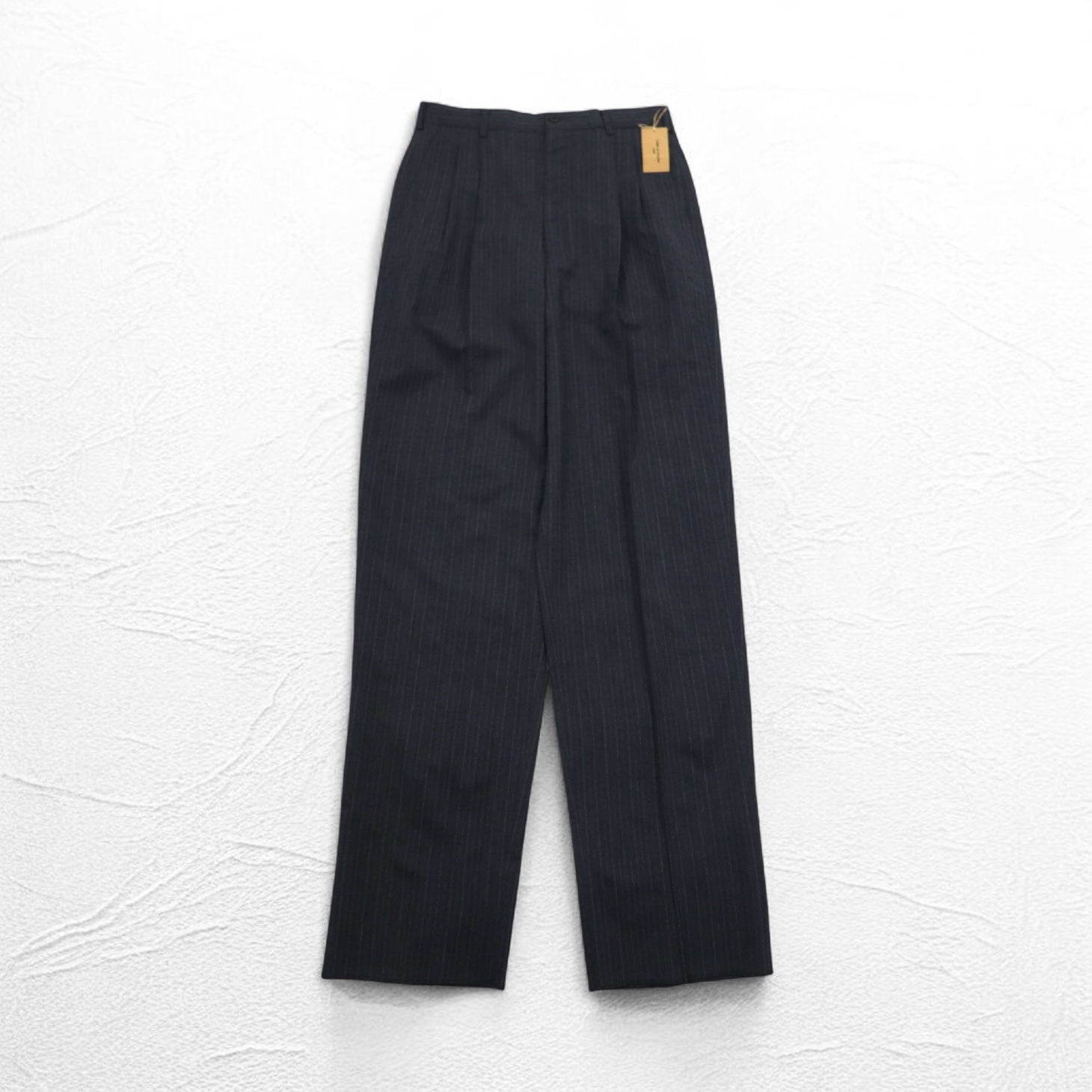 COMME des GARCONS Pantaloni a pieghe anni '80 L Grigio a righe HP-1103L Made in Japan Nuovo con etichette