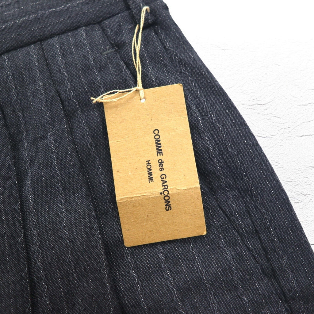 COMME des GARCONS Pantaloni a pieghe anni '80 L Grigio a righe HP-1103L Made in Japan Nuovo con etichette