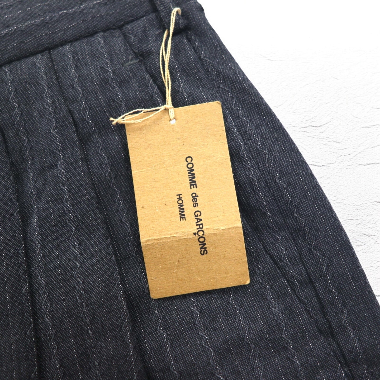 COMME des GARCONS Pantaloni a pieghe anni '80 L Grigio a righe HP-1103L Made in Japan Nuovo con etichette