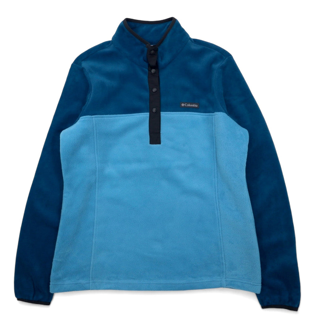 Columbia Half Snap T Pile Pullover L Blu bicolore Fleece Pullover XL0632 Nuovo con etichette