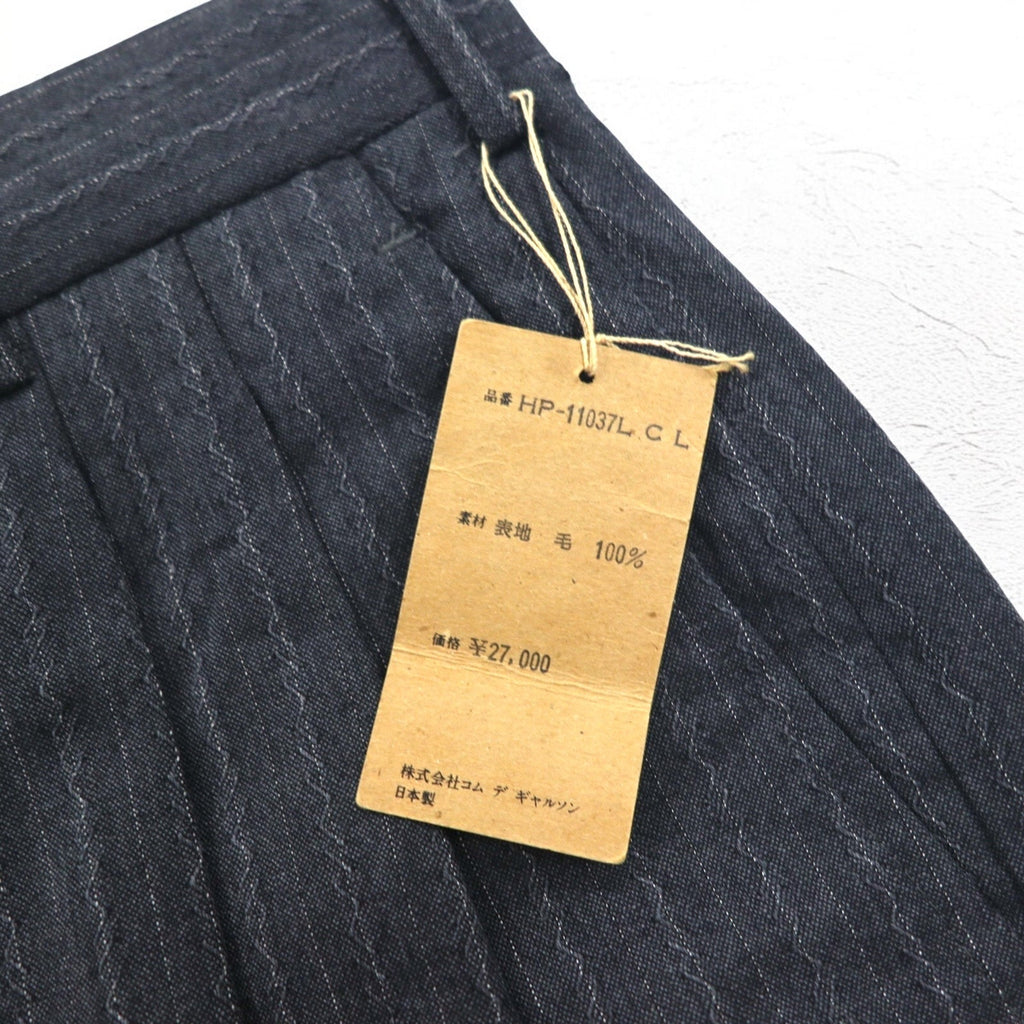 COMME des GARCONS Pantaloni a pieghe anni '80 L Grigio a righe HP-1103L Made in Japan Nuovo con etichette