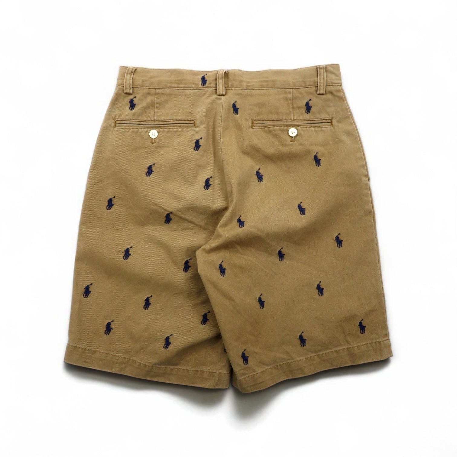 POLO RALPH LAUREN Pantaloncini Chino S Beige Cotone Ricamo Pony All-Over