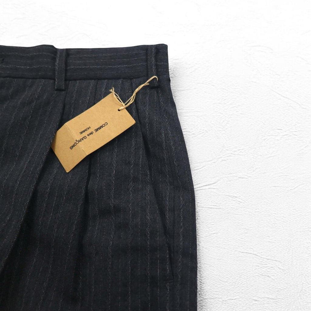 COMME des GARCONS Pantaloni a pieghe anni '80 L Grigio a righe HP-1103L Made in Japan Nuovo con etichette