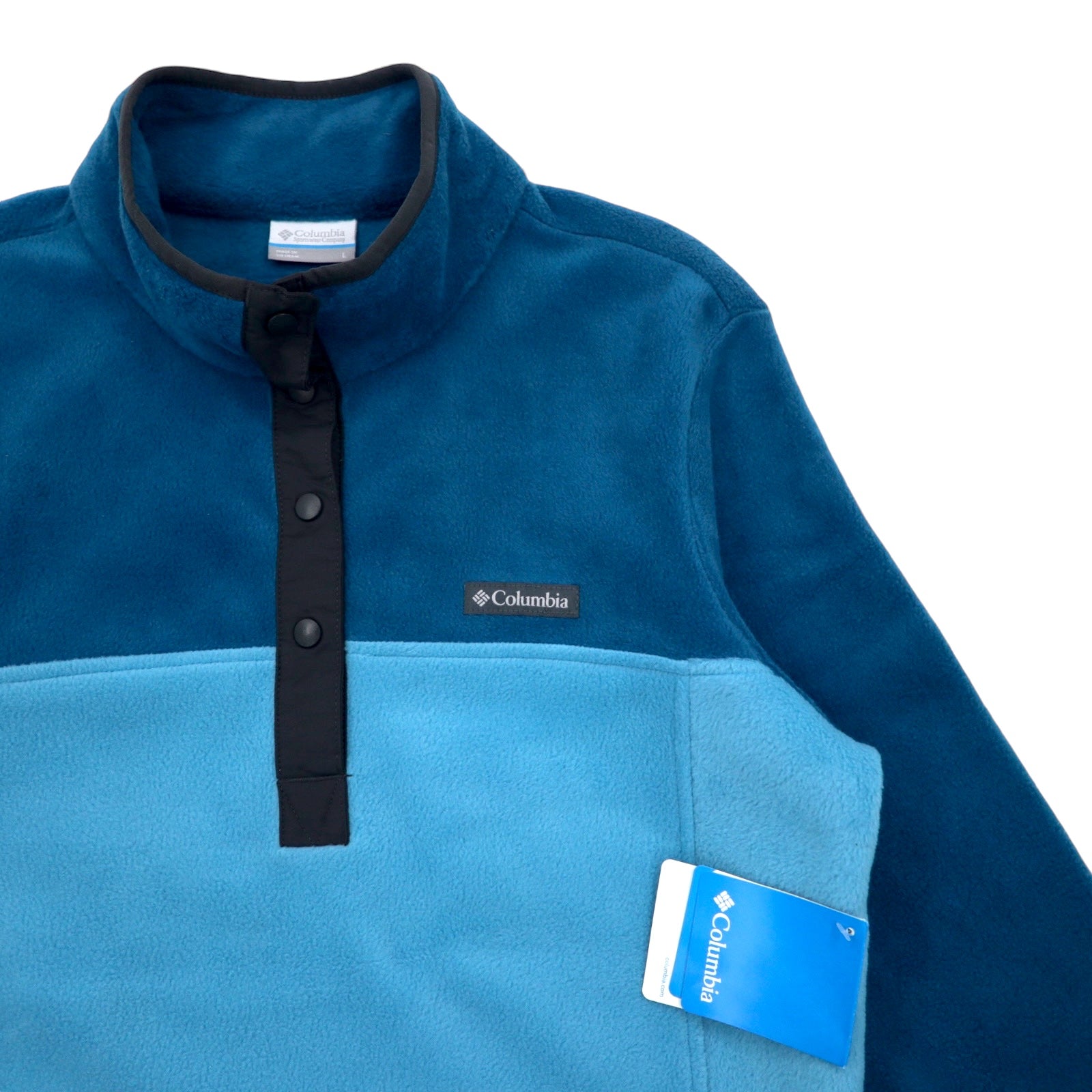 Columbia Half Snap T Pile Pullover L Blu bicolore Fleece Pullover XL0632 Nuovo con etichette